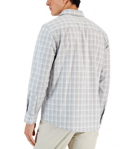 Men's Caro Classic-Fit Long-Sleeve Plaid Print Shirt Gray $16.63 Shirts