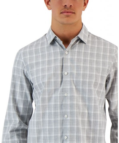 Men's Caro Classic-Fit Long-Sleeve Plaid Print Shirt Gray $16.63 Shirts