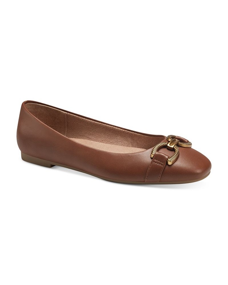 Brookee Memory Foam Ballet Flats Brown $42.79 Shoes