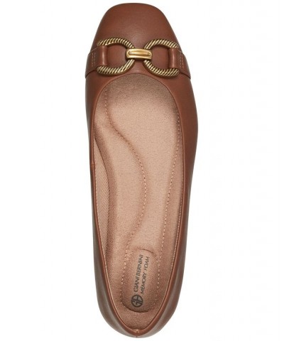 Brookee Memory Foam Ballet Flats Brown $42.79 Shoes