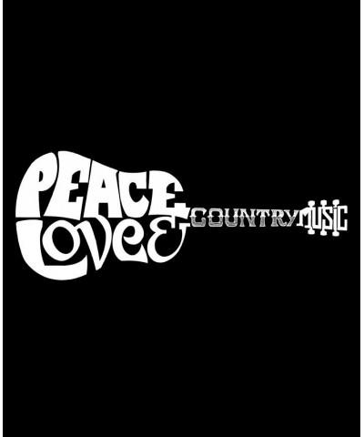 Men's Raglan Sleeves Peace Love Country Baseball Word Art T-shirt Black, White $18.00 Shirts