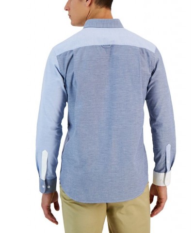 Ethan Long Sleeve Patchwork Oxford Shirt Blue $19.20 Shirts