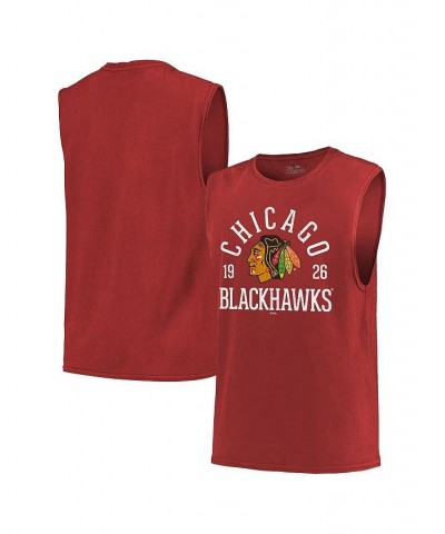 Men's Threads Red Chicago Blackhawks Softhand Muscle Tank Top $19.35 T-Shirts