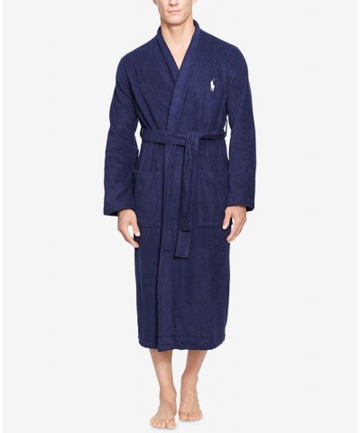 Men's Big & Tall Shawl Cotton Robe Blue $63.00 Pajama