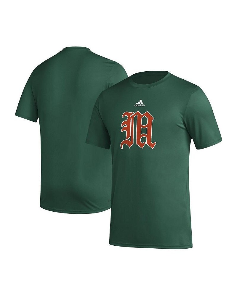 Men's Green Miami Hurricanes Basics Secondary Pre-Game AEROREADY T-shirt $20.00 T-Shirts