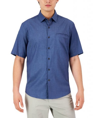 Men's Short-Sleeve Modern Stretch Dobby Shirt Blue $12.30 Shirts