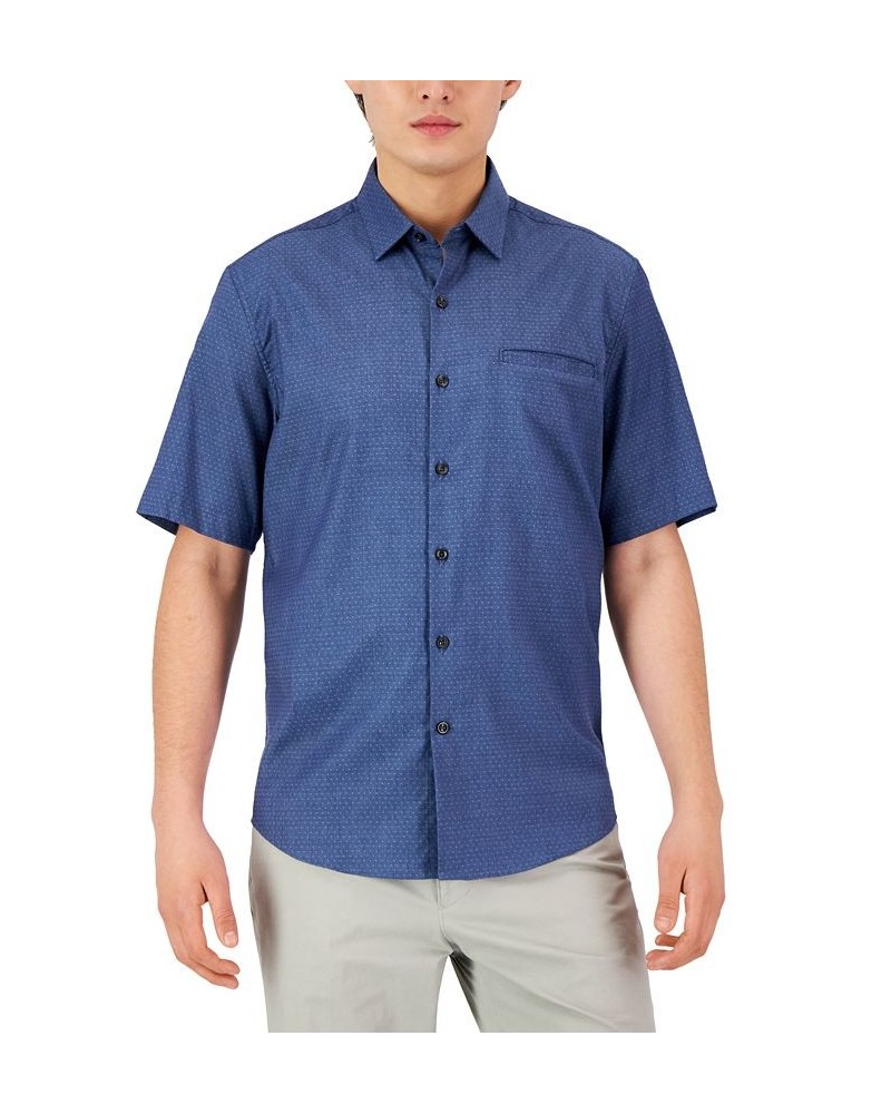 Men's Short-Sleeve Modern Stretch Dobby Shirt Blue $12.30 Shirts