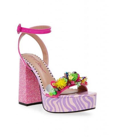 Women's Jorden Beaded Embellished Platform Pumps Pink $57.12 Shoes