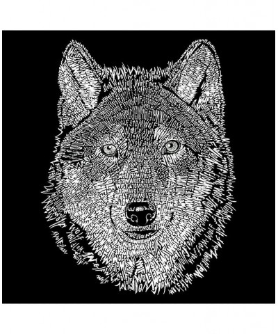 Men's Word Art Wolf Crewneck Sweatshirt Black $21.50 Sweatshirt