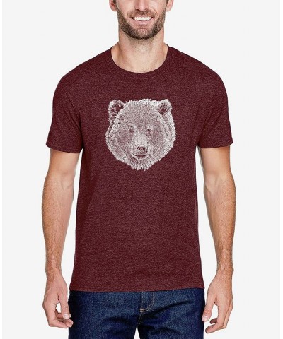 Men's Premium Blend Word Art Bear Face T-shirt Red $21.60 T-Shirts