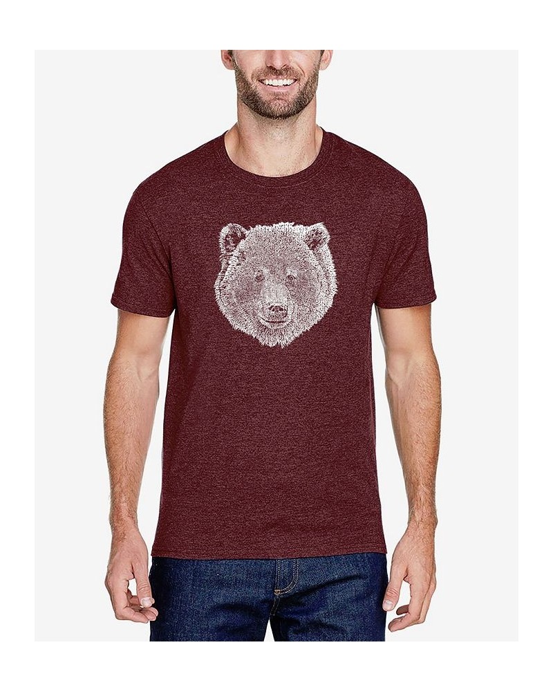 Men's Premium Blend Word Art Bear Face T-shirt Red $21.60 T-Shirts