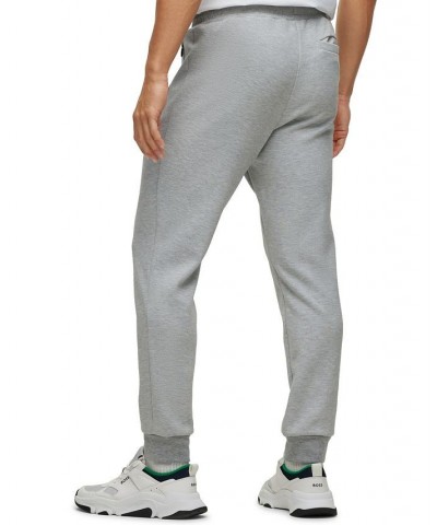 BOSS Men's Cotton-Blend Tracksuit Bottoms with Raised Circular Branding Gray $78.96 Pants