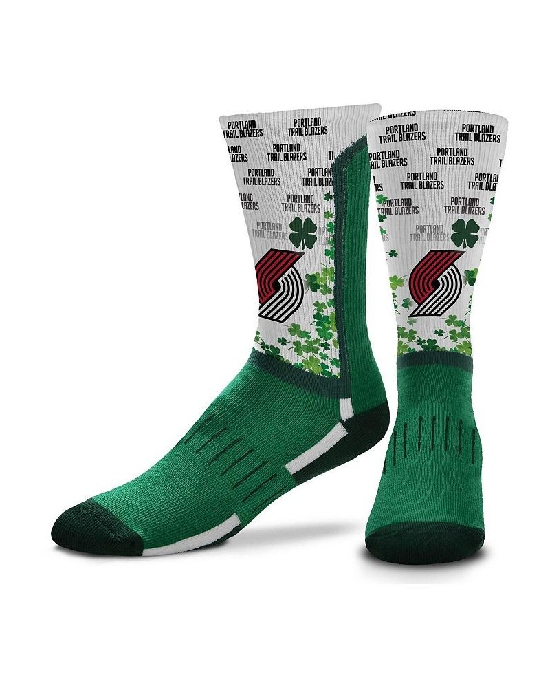 Men's Portland Trail Blazers Four Leaf St. Patrick's Day V-Curve Crew Socks $9.20 Socks