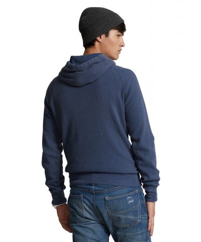 Men's Waffle-Knit Hoodie Blue $36.32 Sweatshirt