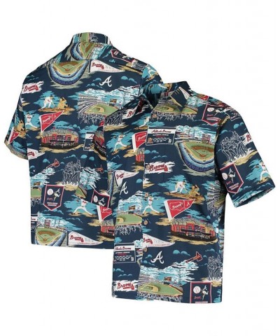 Men's Navy Atlanta Braves Scenic Button-Up Shirt $51.70 Shirts