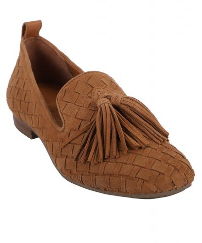 Women's Melinda Square Toe Flats Brown $74.36 Shoes