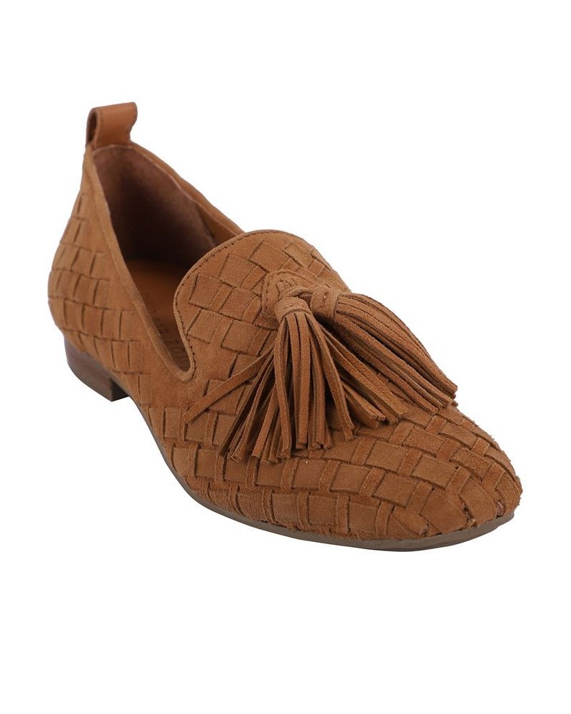 Women's Melinda Square Toe Flats Brown $74.36 Shoes