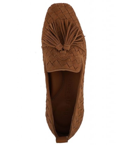 Women's Melinda Square Toe Flats Brown $74.36 Shoes